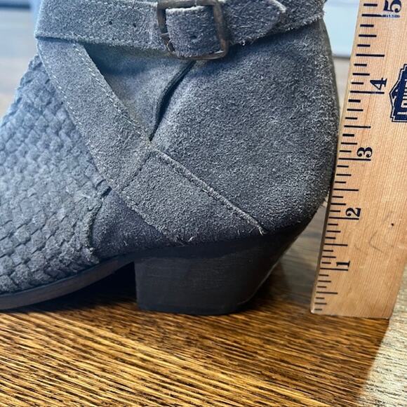 Free People Venture Suede Woven Ankle Booties Gray Womens Size EU36/US6 Boho - Picture 13 of 14